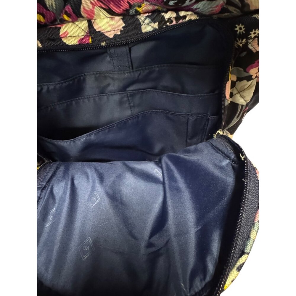 Vera Bradley Floral XL Backpack Navy & Pink With Multiple Compartments - Picture 7 of 11